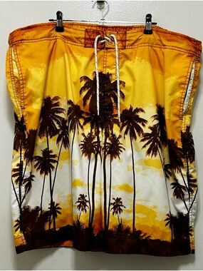 Men's‎ Yellow Palm-Print Swim Trunks